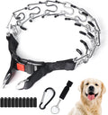 Dog Prong Collar, Walking Training Collar for Small Medium Large Dogs with Quick Release Buckle, Adjustable Pinch Collar with Rubber Caps, No Pull Dog Collar Prong(M,16"-18")