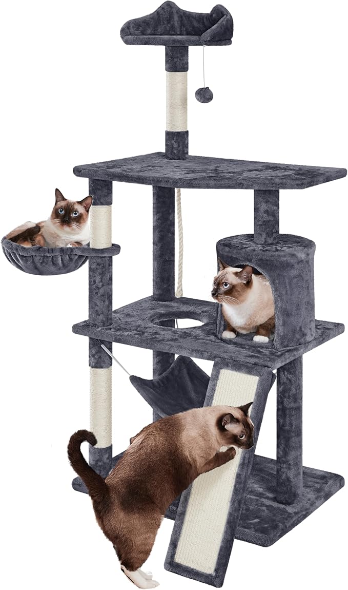 Topeakmart Cat Tower for Indoor Cats 63.5inch, Cat Furniture Condo with Scratching Posts as Kitten Activity Center