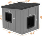 KAMABOKO Outdoor Cat House Weatherproof Insulated for Winter, Durable Shelter for Feral and Outdoor Cats, All-Season Cat House with Removable Roof & Waterproof Base for Patio, Porch, Black