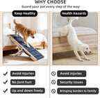 ZJSF Foldable Dog Ramp for High Bed, Wooden Dog Stairs to Bed for Small Dogs, High Traction Platform with 4 Adjustable Heights (14"-19.7"), 33", Supports up to 70 lbs
