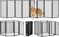 Metal Freestanding Dog Gates with Door for Outdoor Indoor,160'' Extra Wide 36'' Tall Free Standing Dog Gate for Doorways,Large Openings,Deck,Yard,Porch,Foldable Pet Fence(Black,8 Panels)