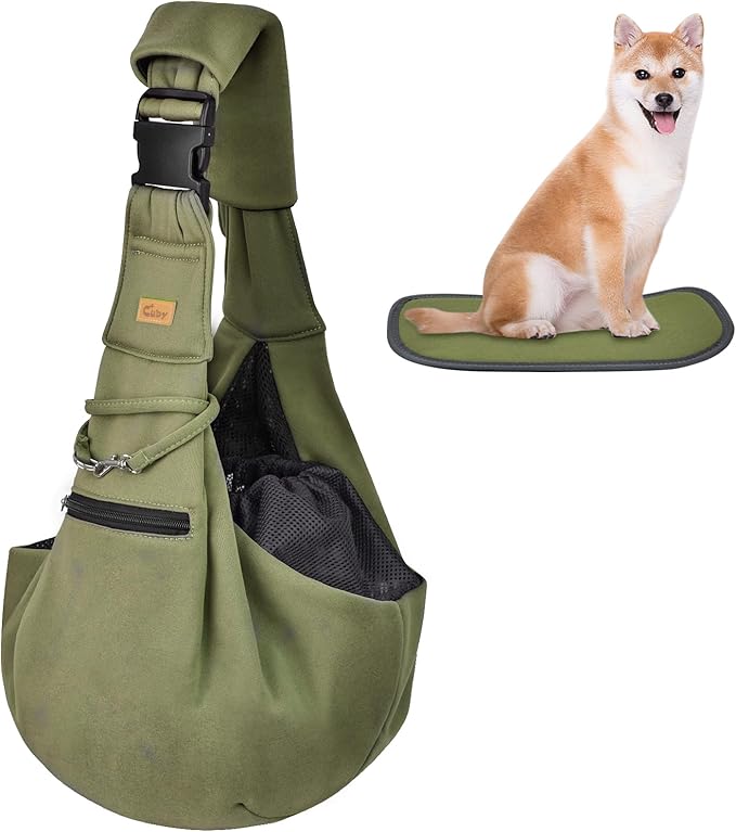 CUBY Dog and Cat Sling Carrier - Hands Free Adjustable Small Pet Sling - Soft Pouch and Tote Design - Suitable for Puppy, Small Dogs Cats Outdoor