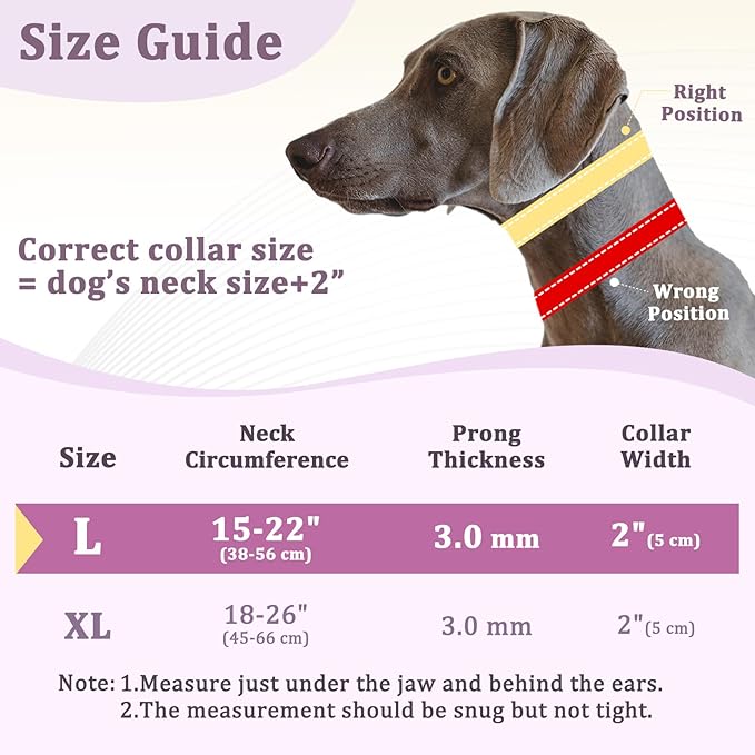 Mayerzon Prong Collar for Large Medium Dogs, Patented Reflective Pinch Collar with Metal Buckle, No Pull Adjustable Hidden Covered Dog Walking Training for Pitbull German Shepherd Doberman(Purple, L)