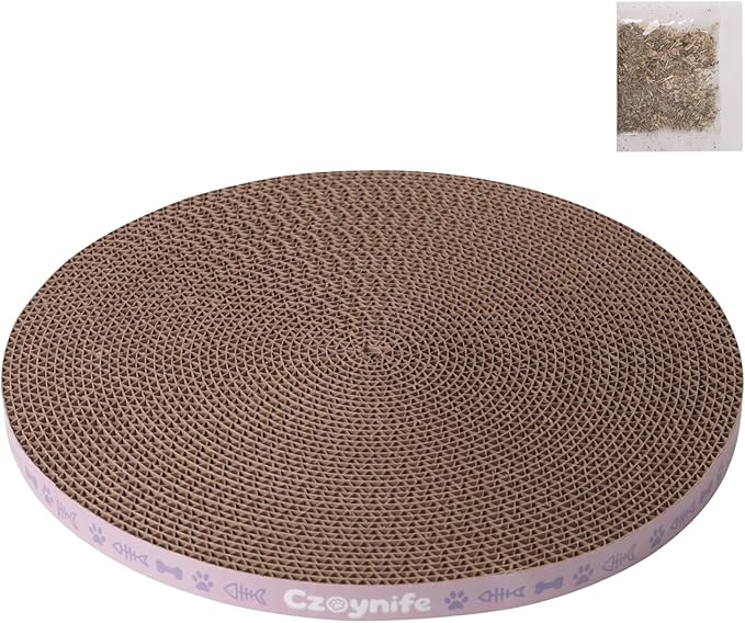 10 Inch Round Cat Scratcher Pad - 3/5 Inch Thick Compressed Cardboard Refill for Indoor Cats, Standalone Scratching Board to Protect Home Furniture & Satisfy Feline Scratching Instinct (1 PCS)