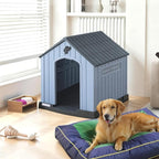 PUKAMI Dog House Outdoor Indoor for Medium Large Dogs, Plastic Dog House Weatherproof, Sturdy Puppy Shelter with Air Vents and Elevated Floor, Easy Clean and Assemble (Grey, 31.5"D x 33.5"W x 33.9"H)