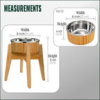 Elevated Dog Bowl for Mid-Large Breed, (12-Inch High) - Raised Food and Water Bowl with Stand, Flip-Resistant - Real Bamboo and Stainless Steel