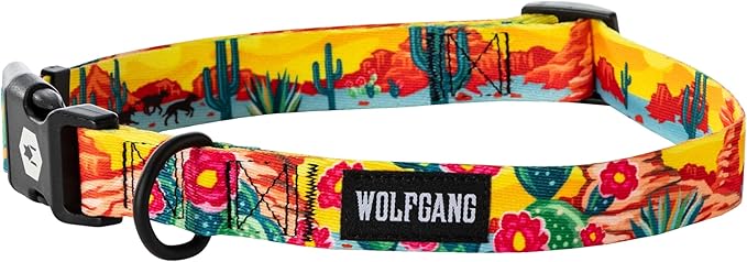 Wolfgang Heavy Duty, Adjustable Dog Collar with Quick Release Nylon Buckle for Walking & Training, PackLeader Print, Medium