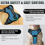 BARKBAY No Pull Dog Harness Large Reflective Dog Harness with Front Clip and Easy Control Handle for Walking Training Running with ID tag Pocket(Blue/Black,XL)