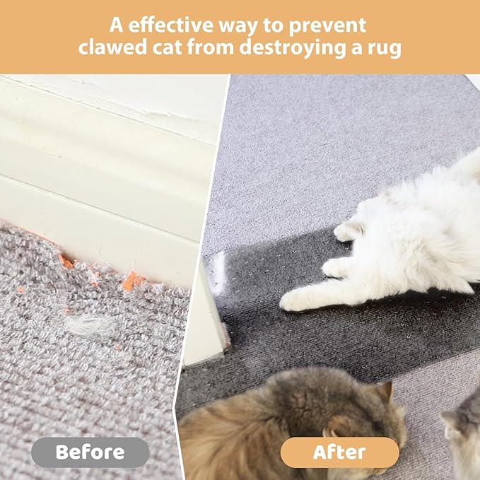 Carpet Protector for Pets Cat Carpet Protector for Doorway, Anti Scratch Under Door Cat Scratch Protector Mat, Easy to Cut Plastic Stopper (Grey, 3.6FT-1pack)