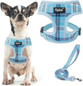 PUPTECK Soft Mesh Dog Harness and Leash Set Pet Puppy Cat Comfort Padded Vest No Pull Harnesses, Light Blue, XS