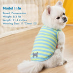KYEESE 2Pack Dog Shirt, Soft Striped Dogs T Shirts, Lightweight Doggie Tank Top Cat Clothes, Sleeveless Dog Shirt for Small Dogs, Stretchy Pet Vest, Blue, Small