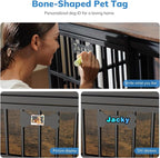 Petrova 47" Dog Crate Furniture for Large/Medium Dogs, Heavy Duty Dog Kennel Indoor with Name Tag, Wooden Dog Cage with Sliding Barn Door, Decorate House as TV Stand, End Table, Brown