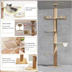 Floor to Ceiling cat Tree - Adjustable Height (95-98in,104.3-108.2in)- with Width 4.33 in Scratching Post,Cat Hammock,Fully Wrapped with sisal Rope - Heavy Duty cat Tree.(Holds 110 lbs)
