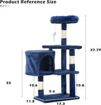 Heavy Duty Cat Tree,36 Inch Tall Cat Tower,Cozy Condos,Scratching Posts,Sisal Rope,Multi-Level Perches Platforms for Indoor Cats/Kittens,Sturdy Pet Climbing Furniture,Navy Blue