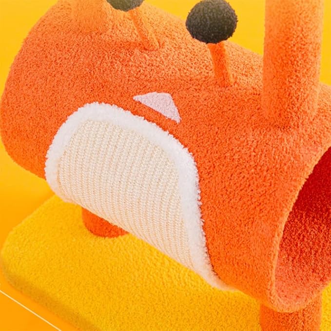 Habiba Cat Tree Creativity Cat Tree Crab Shape Sisal-Covered Posts, Lovely Orange Cat Furniture Strong Attraction, Simple to Assemble Indoor