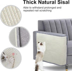 Upgraded Cat Scratch Furniture Protector,Cat Scratch Sofa Arm Sheild with Large Size Natural Sisal for Protecting Couch Sofa Chair Furniture 27.9''L*19.7''W (Light Grey/Right Handed)