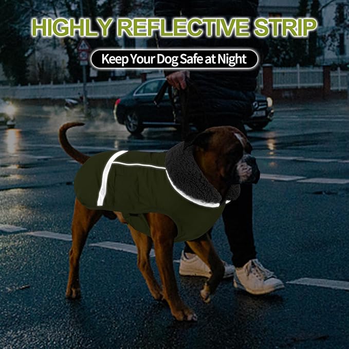 Doglay Dog Coat, Waterproof Dog Jacket Pet Winter Coat for Cold Weather with Thicken Furry Collar, Reflective Puppy Winter Jacket Warm Fleece Lining for Small Medium Large Pets