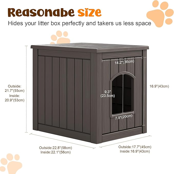 Fancyango Outdoor & Indoor Dog House for Weatherproof and Stylish Furniture, Dog House Outdoor Indoor, Multi - Use for Small and Medium Dogs (Deep Grey, 22.8" L × 17.7" W × 21.7" H)