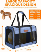 Large Cat Dog Carrier for Pet Up to 20 Lb - 20×13×13 in, Top & Side Entry, Foldable, Soft-Sided Pet Carrier with Ventilated Anti-Scratch Mesh & Car Seat Buckle for Car, Travel and Vet - Blue