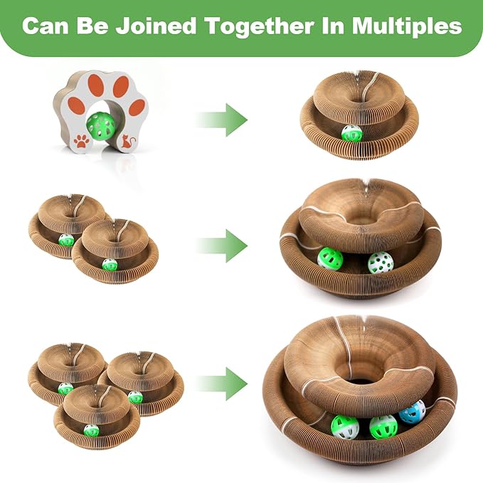 Kitty Kurlz Accordion Magic Organ Cat Scratcher Toys for Indoor Cats - Cardboard Cat Scratching Board Ball Scratcher Pad 1 Pack
