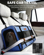 Large Cat Dog Carrier for Pet Up to 20 Lb - 20×13×13 in, Top & Side Entry, Foldable, Soft-Sided Pet Carrier with Ventilated Anti-Scratch Mesh & Car Seat Buckle for Car, Travel and Vet - Blue