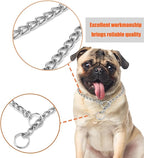 Dog Chain Collars Heavy Chain Dog Metal Collars for Pulling Collar Martingale Puppy Collars for XXS XS Small Medium Large Big XL Breed Dogs, Silver S