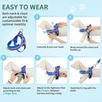 SlowTon No Pull Small Dog Harness and Leash Set, Puppy Soft Vest Harness Neck & Chest Adjustable, Reflective Lightweight Harness & Anti-Twist Pet Lead Combo for Small Medium Dogs (DB-Front Clip, XXS)