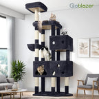 Globlazer Extra Large Cat Tower, 81-inch Tall Cat Tree for Big Cats 20 lbs, XXL Heavy Duty Cat Scratching Tower for Indoor Adult Cats with 3 Cat Condos, 8 Scratching Posts, F81, Dark Grey