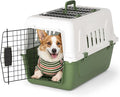 Magshion Pets Plastic Carrier, 22-Inch Hard-Sided 2-Door Top-Loading Kennel for Small Dogs and CatsLonger Traveling, Durable Handle, and 4 Sides Ventilation for Pet Up 22 lbs (White+Green)