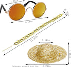 6PCS Pet Dog Cat Costume, Retro Pet Sunglasses, Adjustable Gold Chain Collar & Straw Hat, Funny Pet Accessories for Cat Puppy Small Medium Dog Birthday Cosplay Party