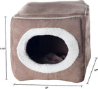 Cat House - Indoor Bed with Removable Foam Cushion - Cat Cave for Puppies, Rabbits, Guinea Pigs, and Other Small Animals by PETMAKER (Light Brown)