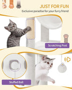 Cat Tree, 82.6" Large Cat Tower for Indoor Cats, Multi-Level Cat House with Condo, 8 Scratching Posts, Hammock, 4 Pom Poms, White MS21018WT
