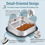 Nicelock Stainless Steel Dog Bowl, Slanted Dog Bowls, Tilted Angle Bulldog Feeder, Non-Slip & Non-Spill & Premium Material & Easier to Eat, for Flat-Faced Dog Breeds or Cats
