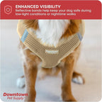 Downtown Pet Supply Step in Dog Harness for Small Dogs No Pull, X-Small, Khaki - Adjustable Harness with Padded Mesh Fabric and Reflective Trim - Buckle Strap Harness for Dogs