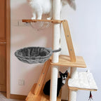 Kisangel Cat Tree Hammock Replacement 16.9 Inch Plush Cat Nest Bed Soft Spoon-Shaped Hammock for Tower Accessories Indoor Pet Furniture