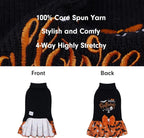 CuteBone Halloween Dog Sweater Dress for Medium Dogs Girl, Happy Halloween Embroidery Turtleneck Small Dog Sweater with Bowtie, Pet Clothing for Chihuahua Yorkie Teacup DS107XS