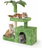 Magshion 32" Cat Tree for Kittens and Senior Cats, Leaf-Themed Small Cat Tower with Scratching Posts, Cozy Condo, Low Perch & Hanging Toys for Indoor Cats, Space-Saving Cat House, Green