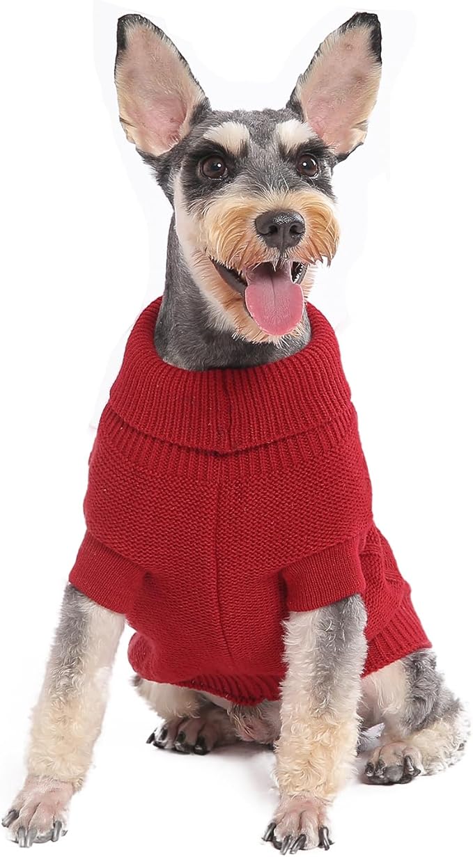 Small Medium Dog Sweater, Soft Breathable Knit Pet Clothes for Spring Transition, Lightweight Red Puppy Outfit for Pomeranian, Yorkie, Pug (Red, L)