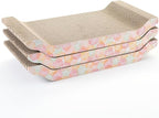 Zodaca Cat Scratcher Bed - Reversible Cardboard Cat Scratch Pad - Catnip Bed for Indoor Felines - Kitten Scratcher Lounger for Stretch & Relax - Pack of 3, 16.75 x 8 x 2.4 in
