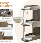 Modern Wood Cat Tree Tower for Indoor Large Cats, Cat Scratching Posts with Big Perch Bed, 44.8" Tall Multi-Level Wooden Cat Condo with Hammock, Removable Pads, Kitty Furniture, Greigy