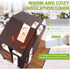 GUTINNEEN Heated Dog House Outdoor for Winter, Extra Large Dog Kennel with Metal Frame for Large Breeds, Insulated Dog Shelter with Heated Pad and Insulated Liner, Waterproof Asphalt Roof, Large Porch
