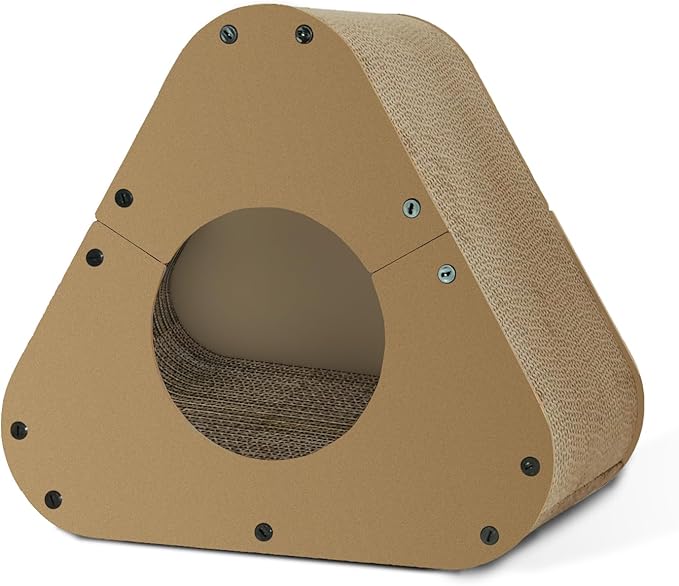 Cat Scratcher House, Cozy Cardboard Design, Safe and Secure for Kittens, Eco-Friendly,Plain Board (Triangles)
