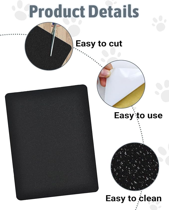 BNOSDM Cat Nail File Scratcher Sandpaper, 4 Pack Replacement Sand Paper for Cat Scratching Board, Pet Scratch Liner for Furniture, Litter Box or Any Flat Surface (Black)