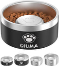 Slow Feeder Dog Bowls Stainless Steel, Food-Grade 304 Dog Slow Feeder Bowl 3.5 Cups Capacity, Heavy Duty Double-Layer with Non-Slip Base, Pet Puzzle Bowl for Medium & Large Dogs (Black)