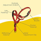 Dog Headcollar with Leash and Safety Strap Stops Heavy Pulling On The Leash Padded Reflective Head Halter for Small Medium Large Dogs Adjustable Head Harness for Training and Walking, (S, RED)
