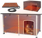 GUTINNEEN Extra Large Heated Dog House Insulated Outdoor Dog House XXL Weatherproof Dog Shelter with Safe Heating Pad, Insulation Liner, Chew-Proof Metal Frame for Large Dog Breeds