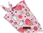 Lionet Paws Halloween Dog Bandana Washable Cotton Handkerchief Scarf Triangle Flower Ghost Pink Bandanas for Medium Large Dogs Girl