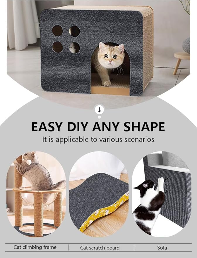 Cat Wall Scratcher Mat, Anti Cats Scratch Furniture Couch Carpet Corner Protector for Indoor, Trimmable Cat Scratching Pad Board Sofa Replacement Deterrent from Cats Claws (Darkgrey,39.3x15.8In)