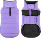 Dog Winter Coat, Waterproof Dog Jacket with Leash Hole, Reflective Adjustable Pet Snow Vest, Warm Fleece Sweater for Small Medium Large Dogs - Light Purple, 3XL