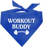 Workout Buddy Dog Bandana | 100% Cotton Adjustable Triangle | Made in USA | Workout | Sports | Gym | Royal, One Size (1095)